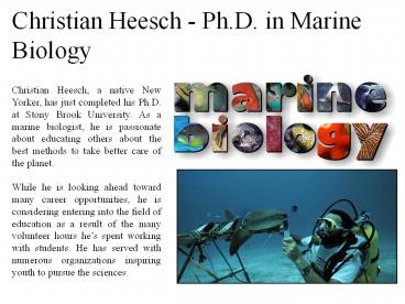 Christian Heesch - Ph.D. in Marine Biology
