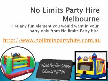 Party Supplies and Hire - No Limits Party Hire
