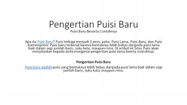 Pengertian puisi baru dan contohnya