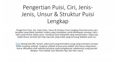 Pengertian puisi, ciri dan jenisnya