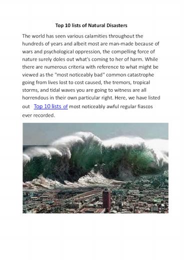 Top 10 lists of Natural Disasters