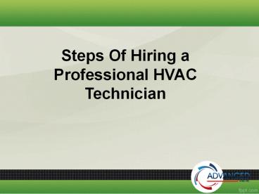 Steps Of Hiring a Professional HVAC Technician