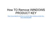 How TO Remove WINDOWS PRODUCT KEY