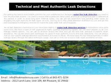 Water Line Leak Detection