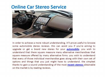 Online Car Stereo Service