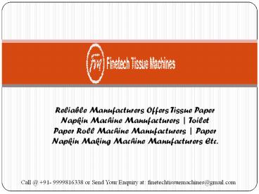 Automatic Paper Napkin Machine Exporter