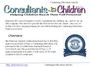 Continuing Education Articles