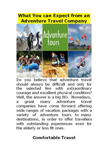 What You can Expect from an Adventure Travel Company