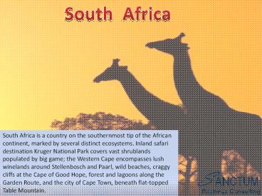 Apply for South Africa Visit Or Tourist Visa