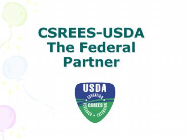 CSREES-USDA The Federal Partner