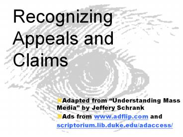 Recognizing Appeals and Claims