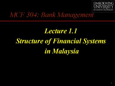 MCF 304: Bank Management