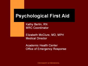 Psychological First Aid