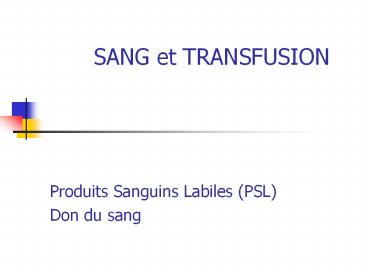 SANG et TRANSFUSION