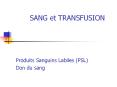 SANG et TRANSFUSION PowerPoint PPT Presentation