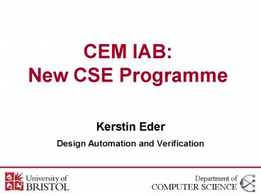 CEM IAB: New CSE Programme
