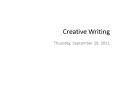 Creative Writing PowerPoint PPT Presentation