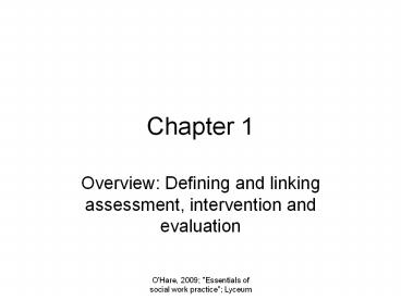 Overview: Defining and linking assessment, intervention and evaluation