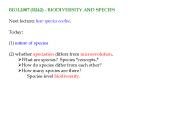 BIOL2007 (B242) - BIODIVERSITY AND SPECIES