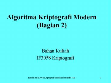 Algoritma Kriptografi Modern (Bagian 2)