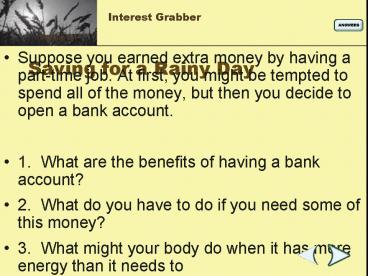 Saving for a Rainy Day