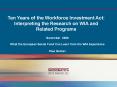 Ten Years of the Workforce Investment Act: Interpreting the Research on WIA and Related Programs PowerPoint PPT Presentation