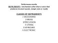 Performance media INSTRUMENTS = mechanism other than a voice that produces musical sounds. (single note or multi) CLASSES OF INSTRUMENTS  1 WOODWIND 2 BRASS  3PERCUSSION 4 STRING 5 KEYBOARD 6 ELECTRONIC PowerPoint PPT Presentation