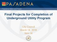 Final Projects for Completion of Underground Utility Program