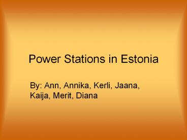 Power Stations in Estonia