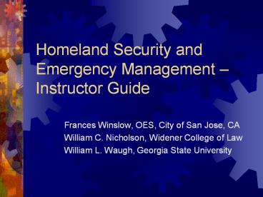 Homeland Security and Emergency Management 