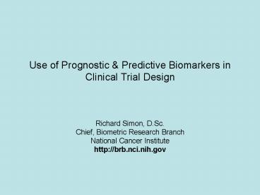 Use of Prognostic