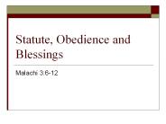 Statute, Obedience and Blessings