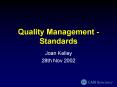 Quality Management -Standards PowerPoint PPT Presentation