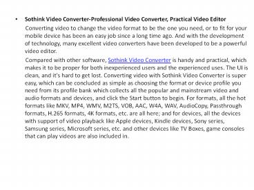 Sothink Video Converter-Professional Video Converter, Practical Video Editor
