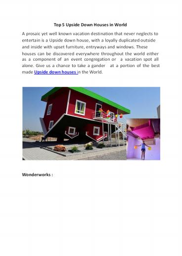 Top 5 Upside Down Houses in World
