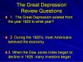 The Great Depression   Review Questions PowerPoint PPT Presentation