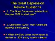 The Great Depression   Review Questions