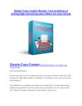 Simple Copy Creator Review and $30000 Bonus - Simple Copy Creator 80% DISCOUNT PowerPoint PPT Presentation