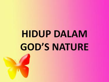 HIDUP DALAM GOD