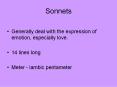 Sonnets PowerPoint PPT Presentation