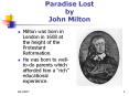 Paradise Lost by John Milton PowerPoint PPT Presentation
