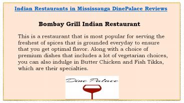 Indian Restaurants In Mississauga DinePalace Reviews