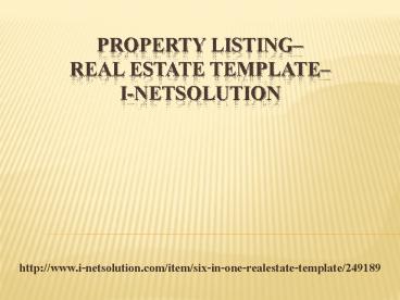Property Listing - Real Estate Template –i-Netsolution