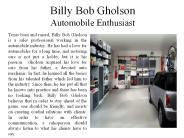 Billy Bob Gholson - Automobile Enthusiast