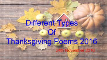Different Types Of Thanksgiving Poems 2016