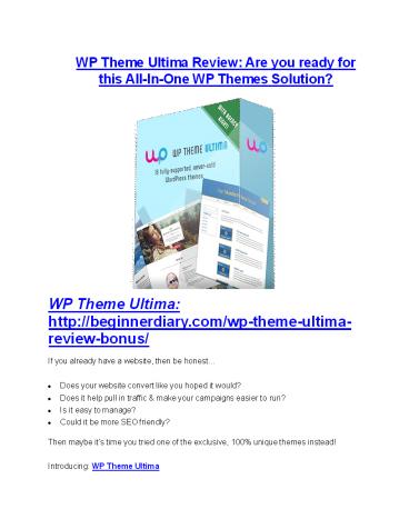 WP Theme Ultima Review-MEGA $22,400 Bonus & 65% DISCOUNT
