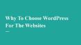 Why To Choose WordPress For The Websites PowerPoint PPT Presentation