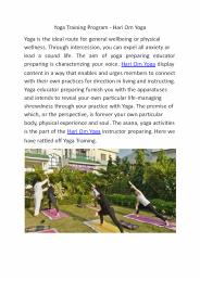 Yoga Training Program - Hari Om Yoga