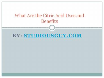 Citric Acid applications