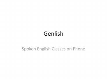 English Speaking Classes, Spoken English course